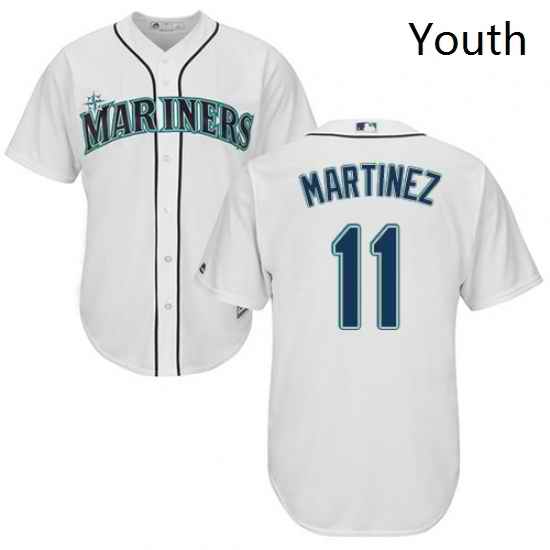Youth Majestic Seattle Mariners 11 Edgar Martinez Authentic White Home Cool Base MLB Jersey